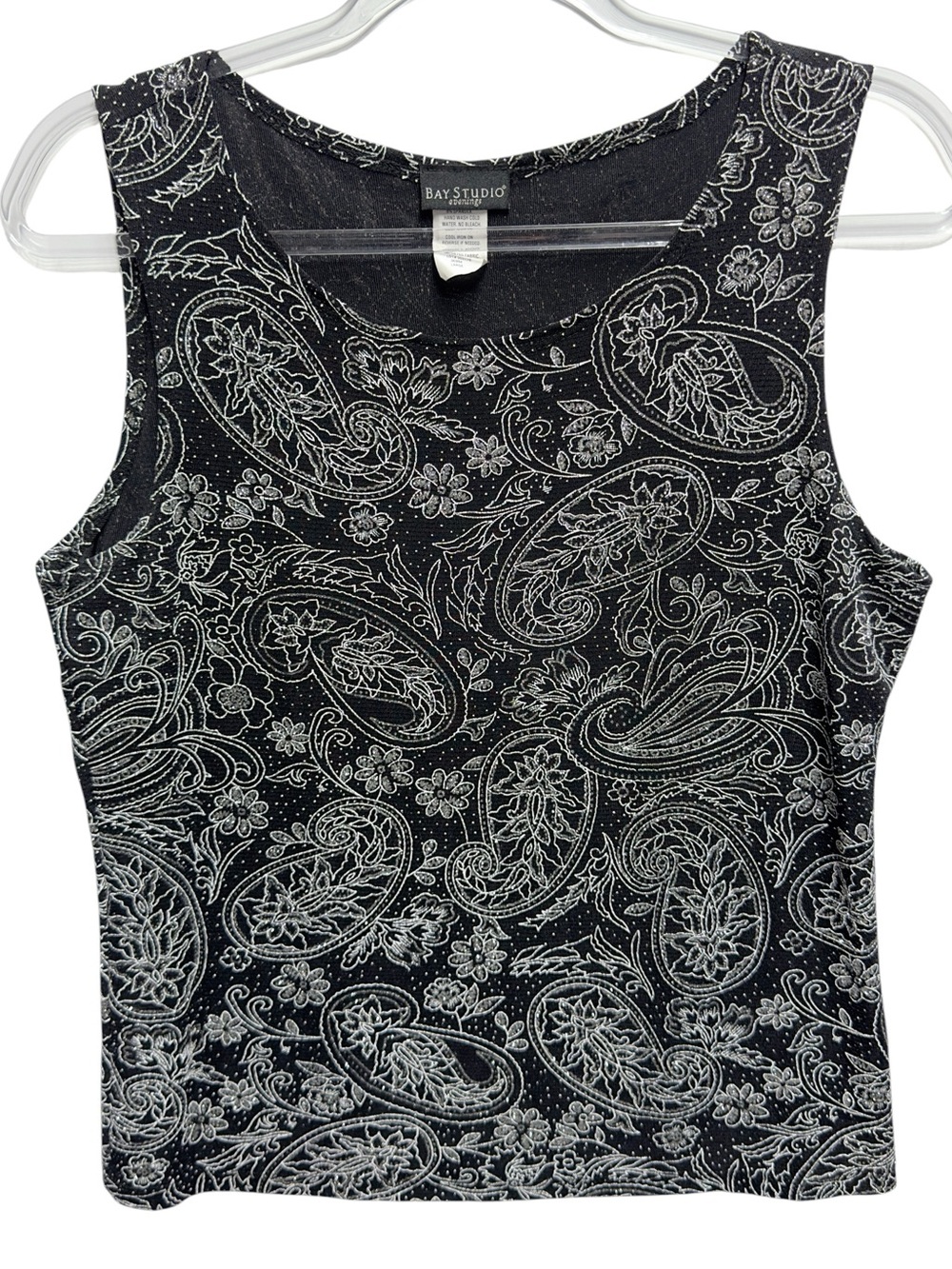 Silky Liquid Knit Jacquard Floral Paisley Tank Top Blouse